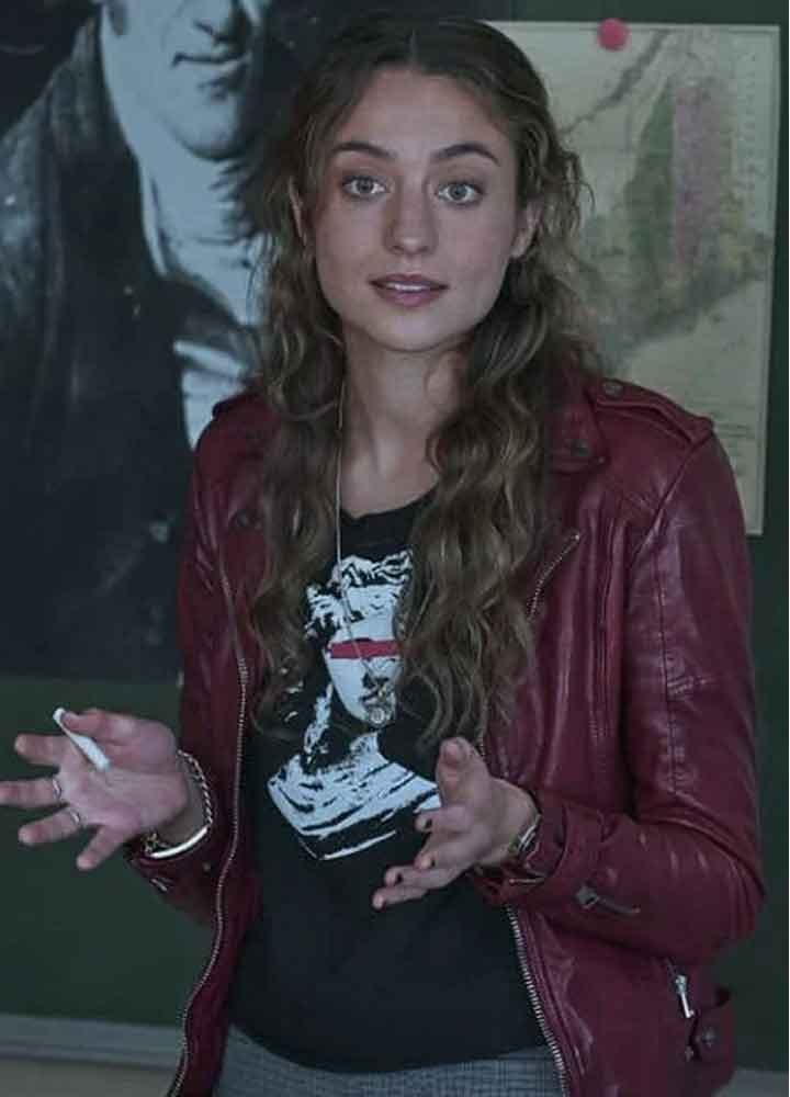 THE REPUBLIC OF SARAH (SARAH COOPER) STELLA BAKER RED LEATHER JACKET